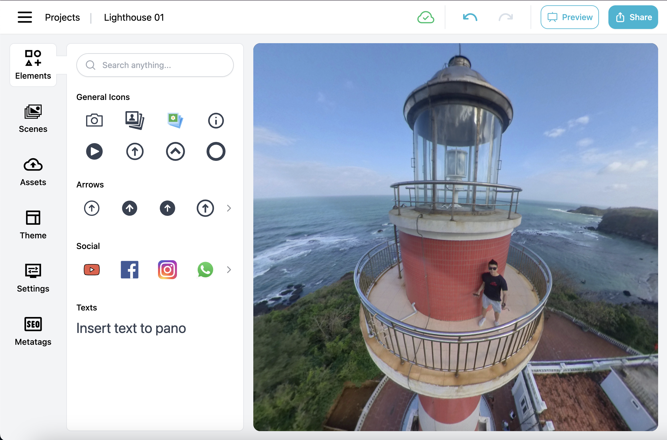 Drag, zoom in/out to change the view - Screen shot on PanoCool editor