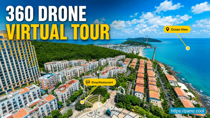 Real Estate Virtual Tour with Drone Views, Hotspots & Project Boundaries