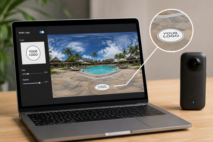 Free tool for adding nadir logo to 360 photos